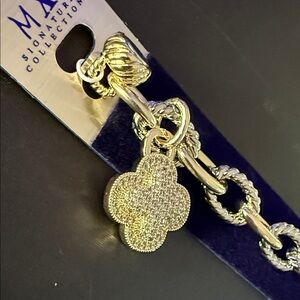 Silver and Gold Clover Charm Bracelet